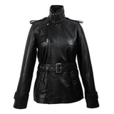 Black Studded Leather Trench Jacket Levante Hub