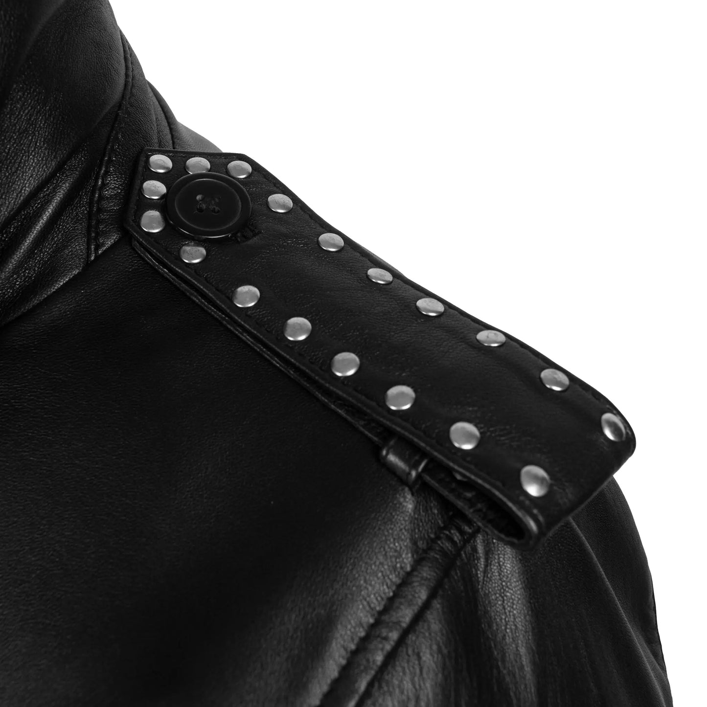 Black Studded Leather Trench Jacket Levante Hub