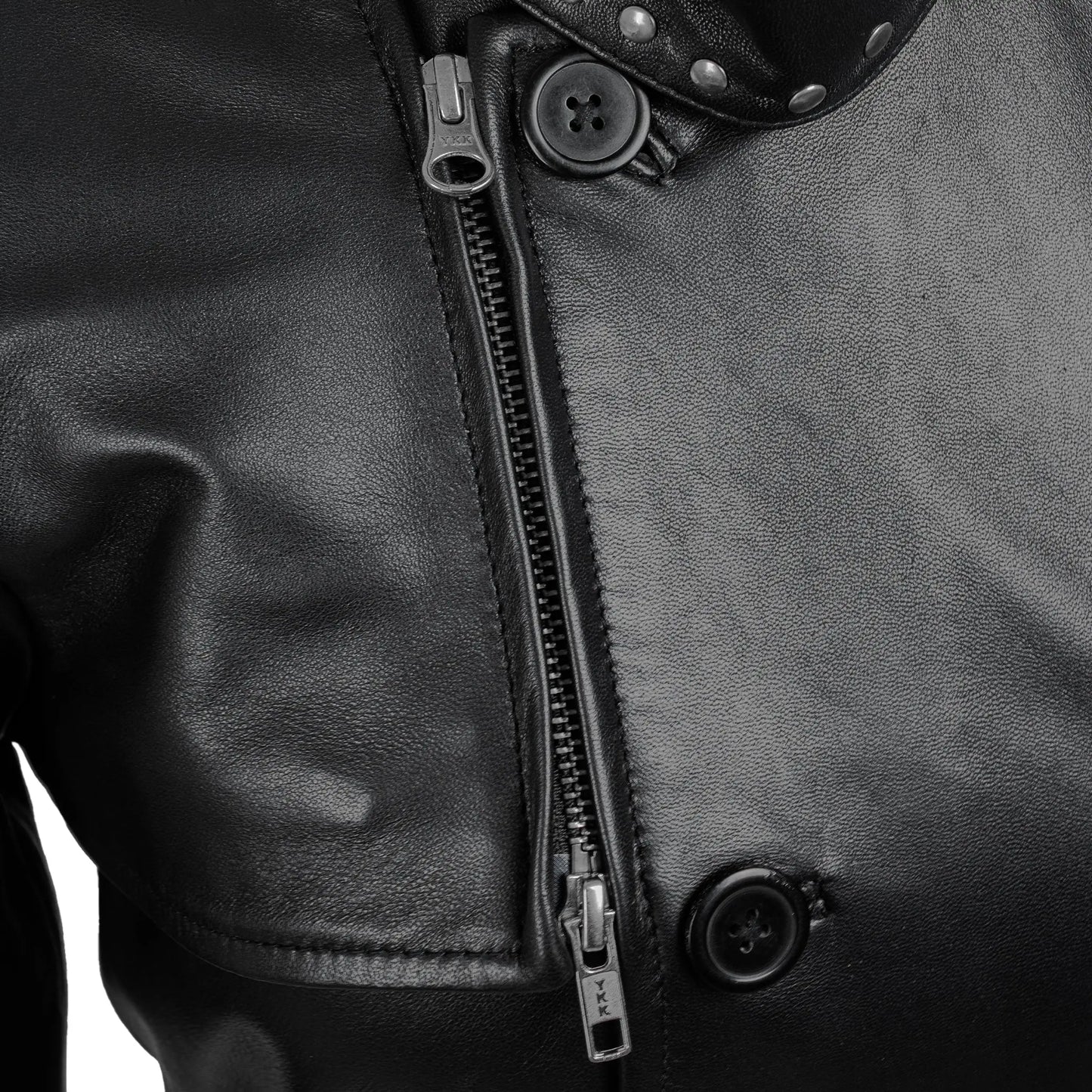 Black Studded Leather Trench Jacket Levante Hub