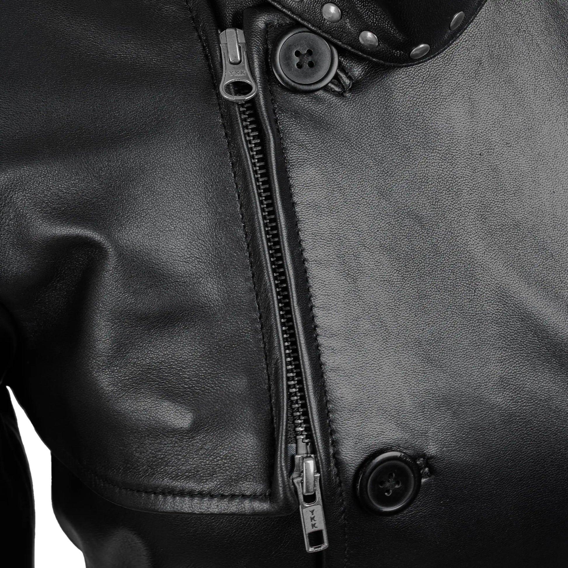 Black Studded Leather Trench Jacket Levante Hub
