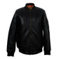 Black Classic Sheep Leather Bomber Jacket Levante Hub