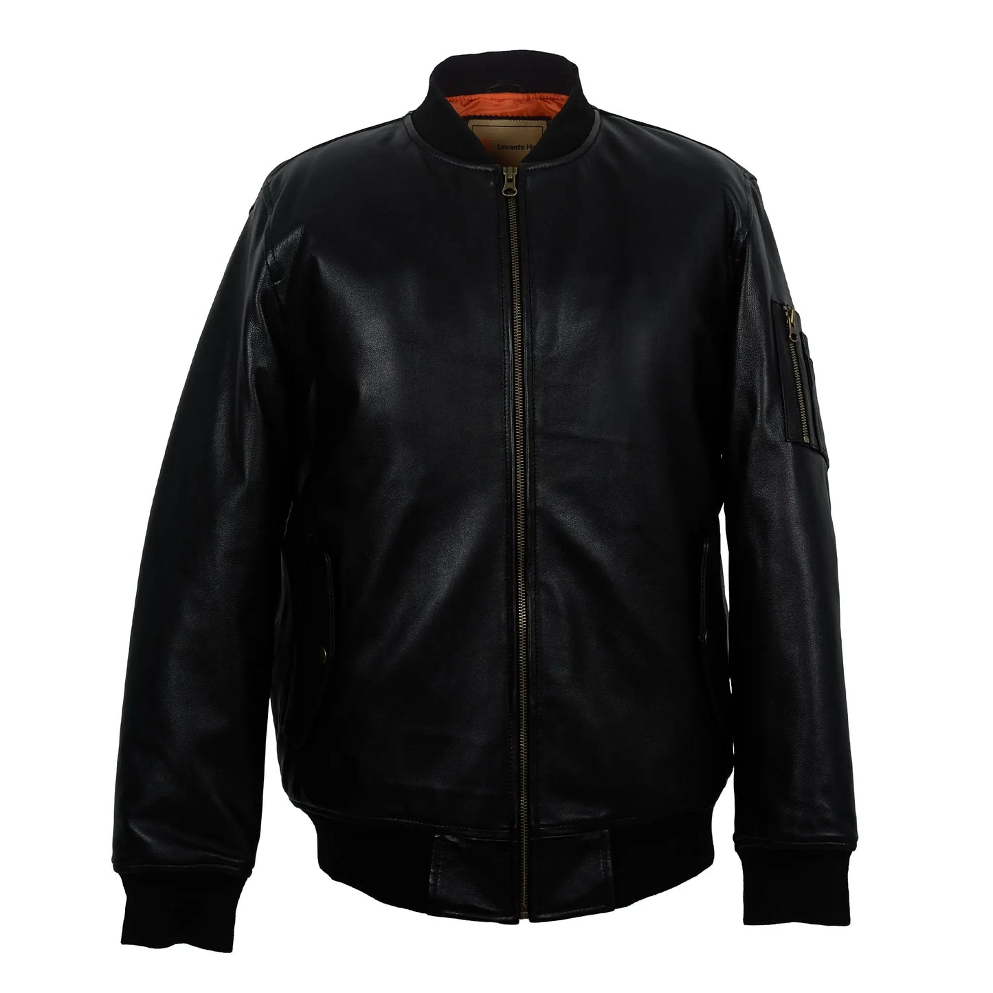 Black Classic Sheep Leather Bomber Jacket Levante Hub