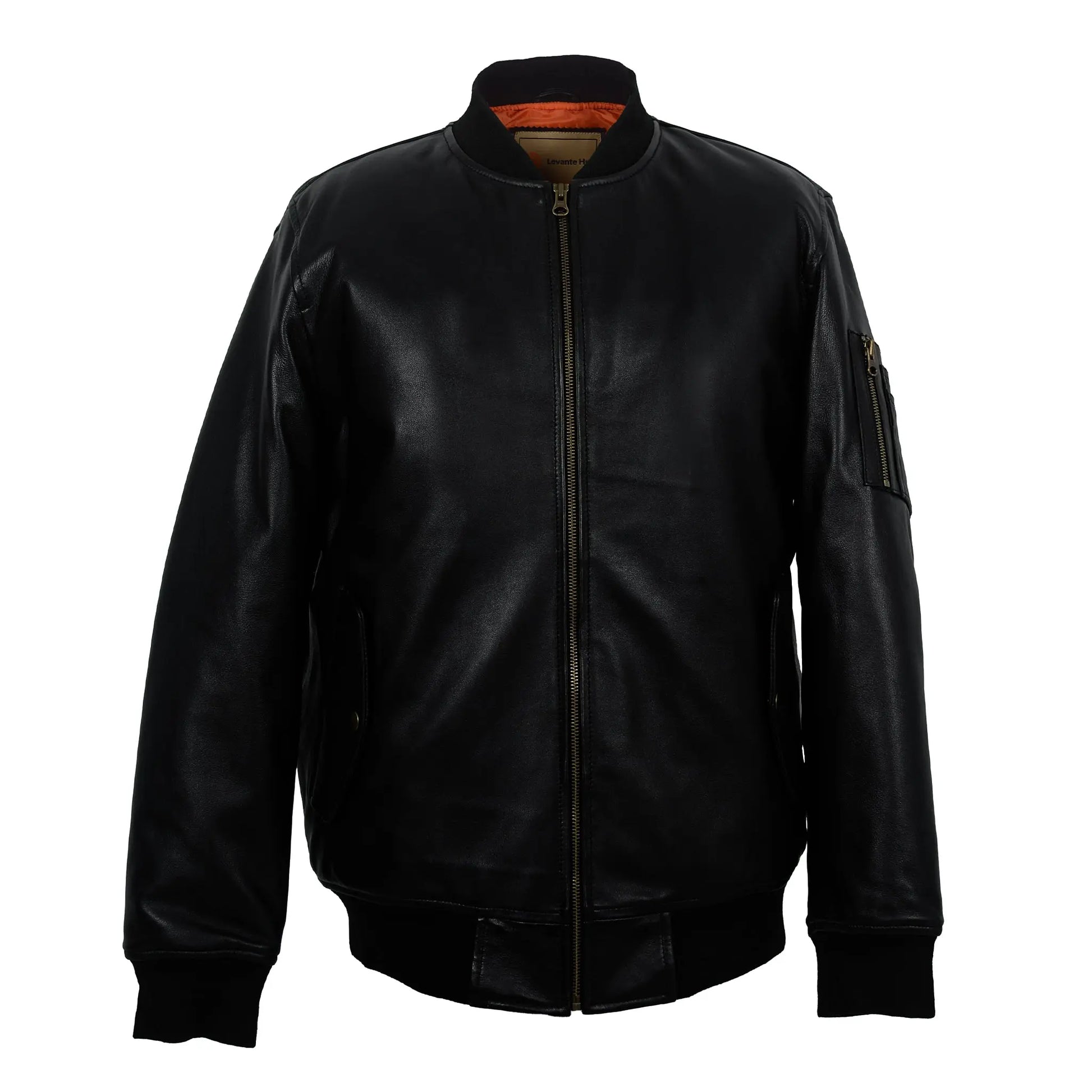 Black Classic Sheep Leather Bomber Jacket Levante Hub