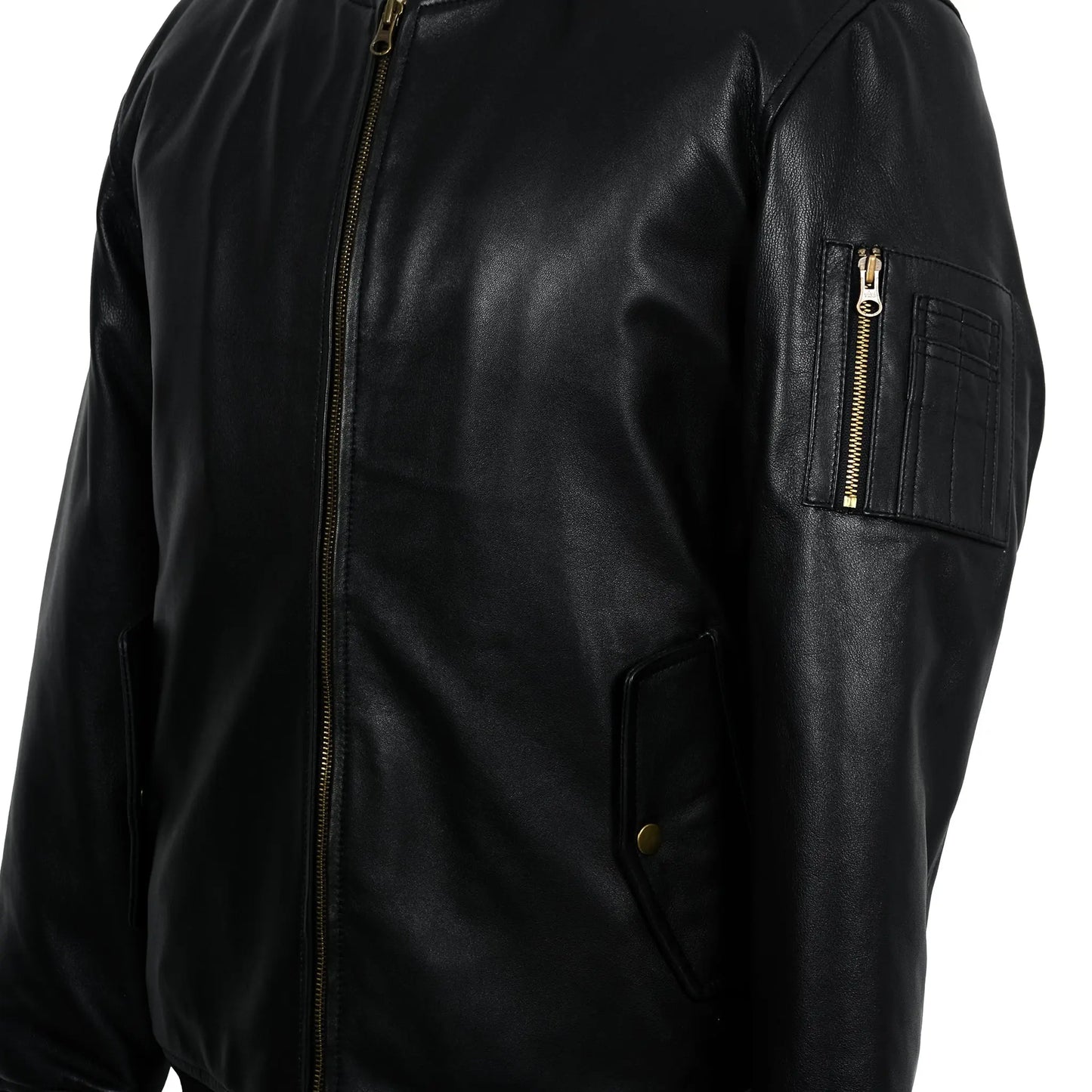 Black Classic Sheep Leather Bomber Jacket Levante Hub