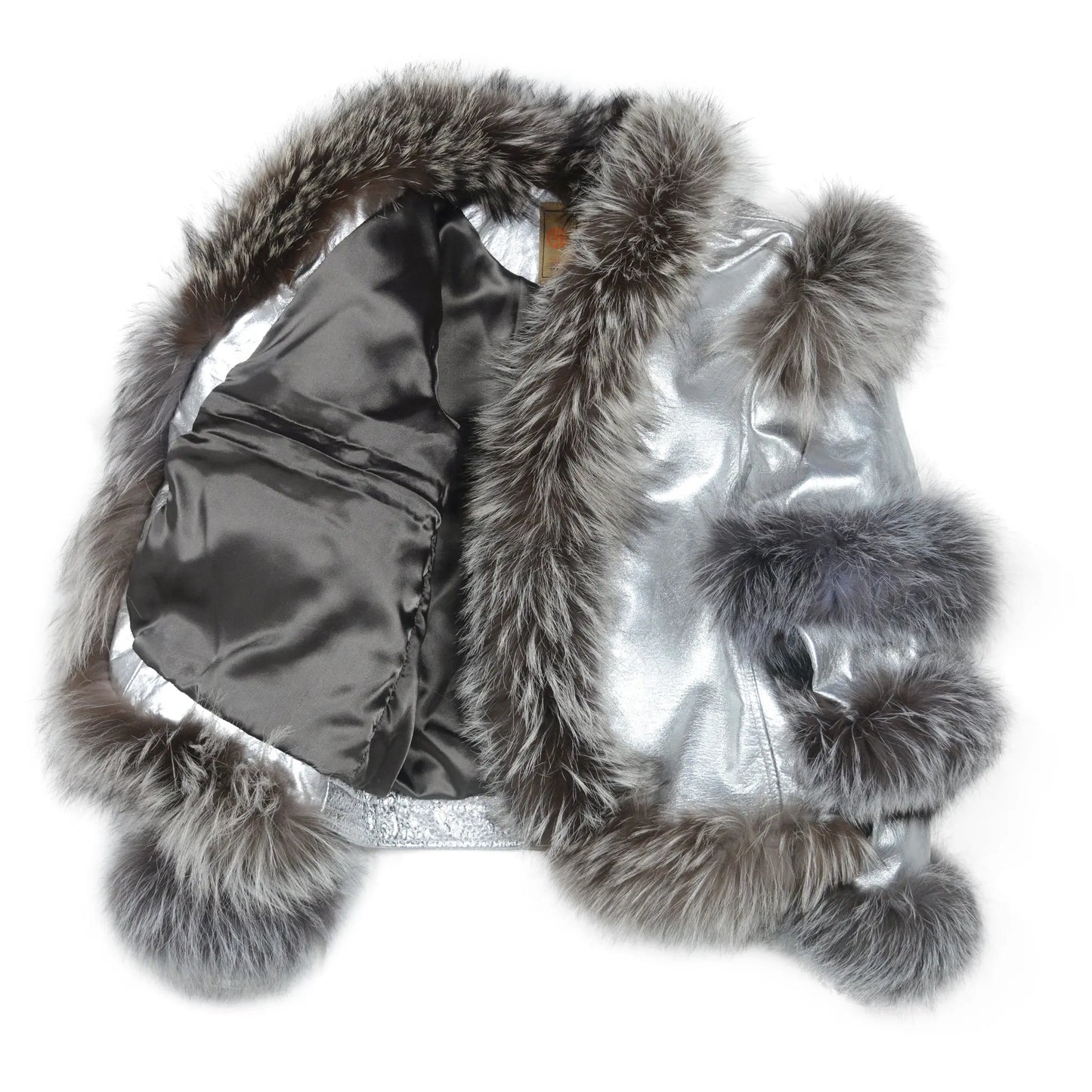Aurora Luxe Metallic Silver Sheep Leather Jacket Levante Hub