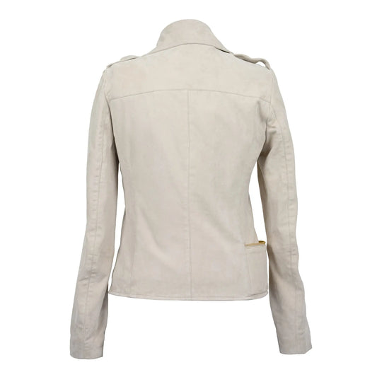 Beige Aura Goat Suede Leather Jacket Levante Hub