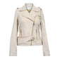 Beige Aura Goat Suede Leather Jacket Levante Hub