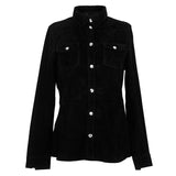 Women's Black Goat Suede Leather Shirt Levante Hub