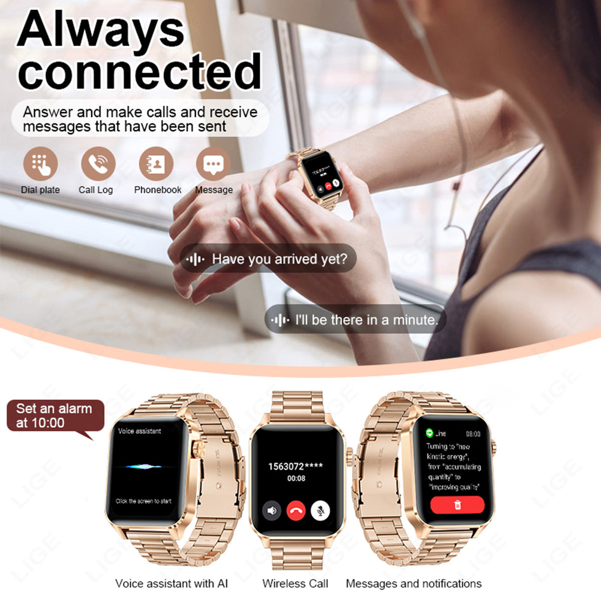 LIGE Smart Bracelet – 1.85'' HD Fitness Tracker