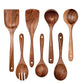Acacia Wood Spatula 7-piece Wooden Kitchenware Suit Teak Wood Spatula Salad Spoon Mixing Spoon Noodle Spoon Colander Prime Mart