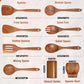Acacia Wood Spatula 7-piece Wooden Kitchenware Suit Teak Wood Spatula Salad Spoon Mixing Spoon Noodle Spoon Colander Prime Mart