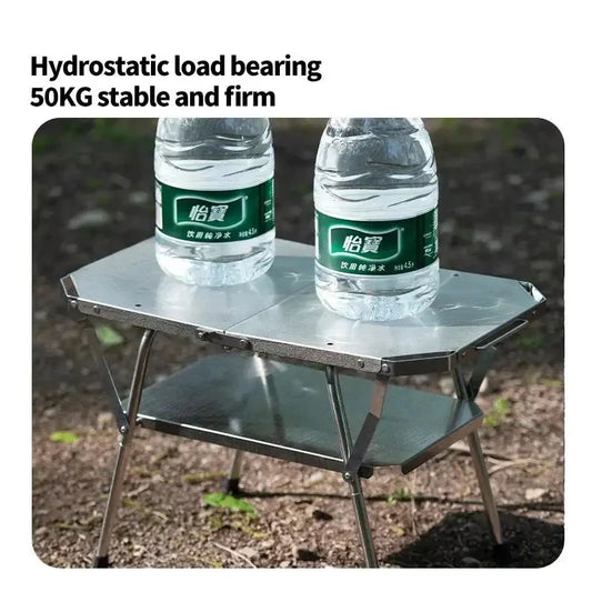 Outdoor Folding Steel Table Tactical Use Silver OBA