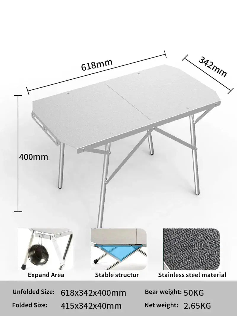 Outdoor Folding Table Heat-Resistant Silver OBA