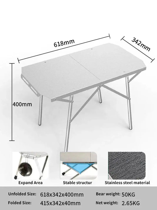 Outdoor Folding Table Heat-Resistant Silver OBA
