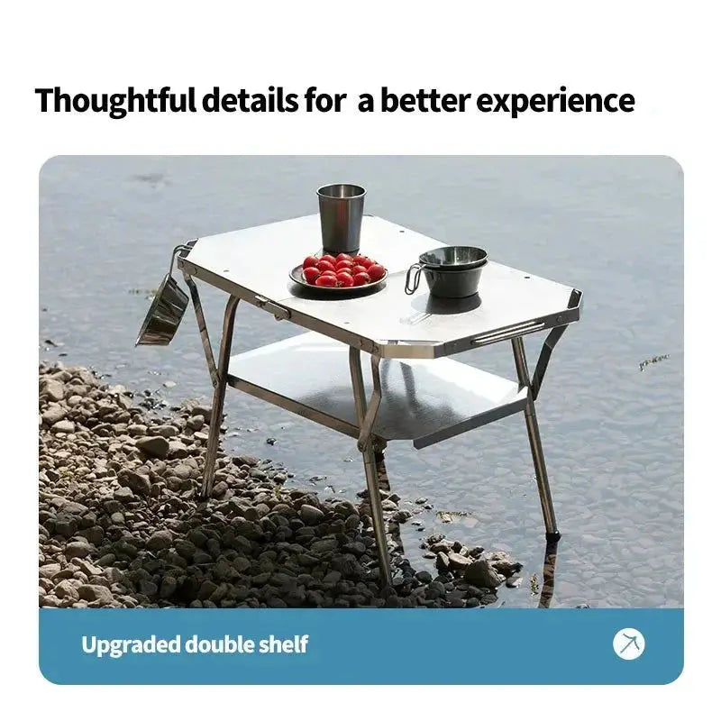 Outdoor Folding Steel Table Tactical Use Silver OBA