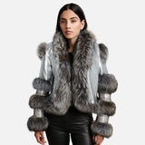 Aurora Luxe Metallic Silver Sheep Leather Jacket Levante Hub