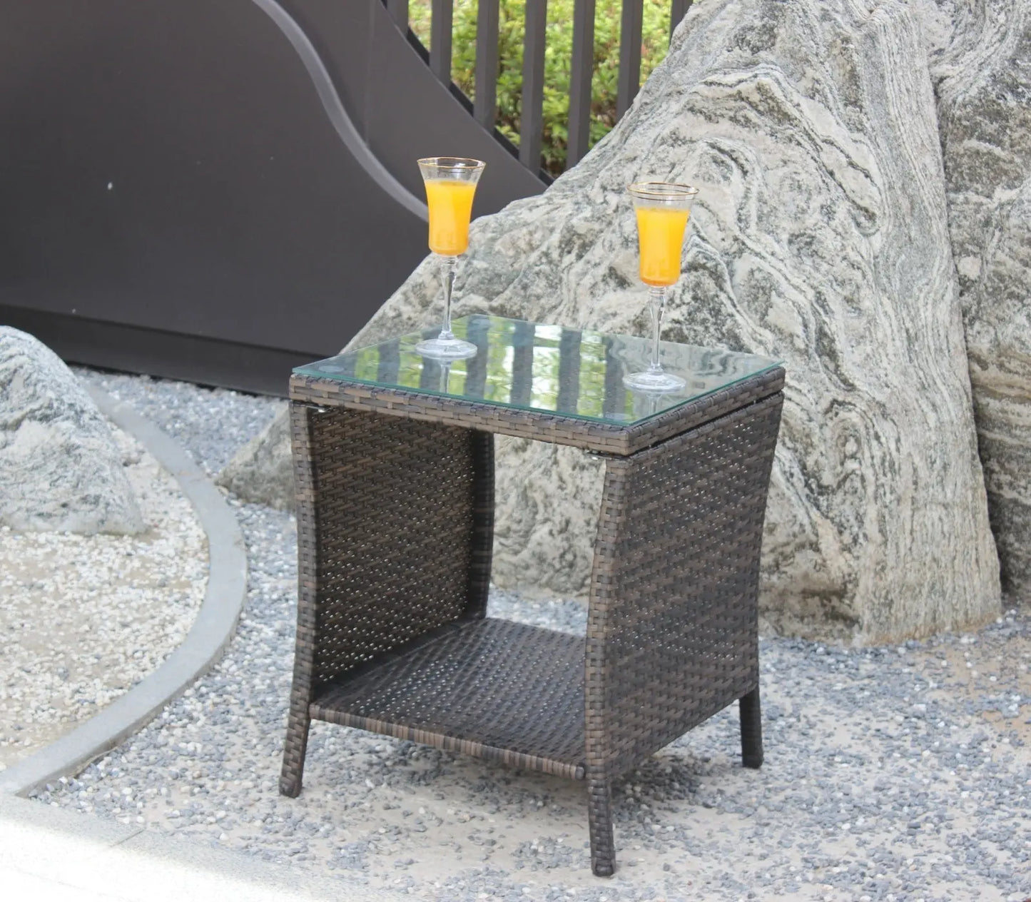Outdoor Patio Furniture 1 Coffee Table With Clear Tempered Glass Prime Mart