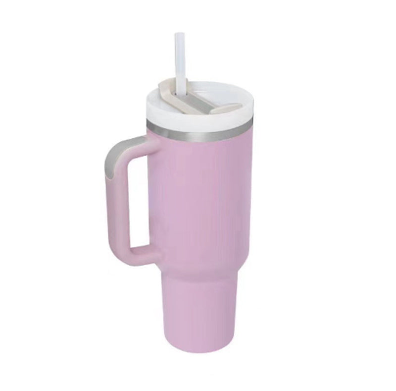 40oz Insulated Tumbler with Handle & Straw – Spill-Proof Travel Mug