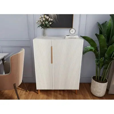 Modern White Sideboard Cabinet with Gold Handles Prime Mart