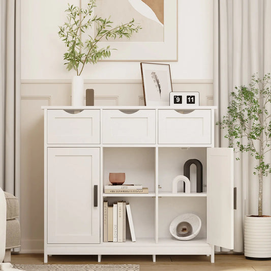 Cabinets With Drawers And Shelves, Living Room, Bedroom, Bathroom Decor Cabinets Furniture Home Decor - White Prime Mart