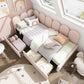 3FT Pink Velvet Daybed with Storage – 90x190cm Sofa Bed (No Mattress)