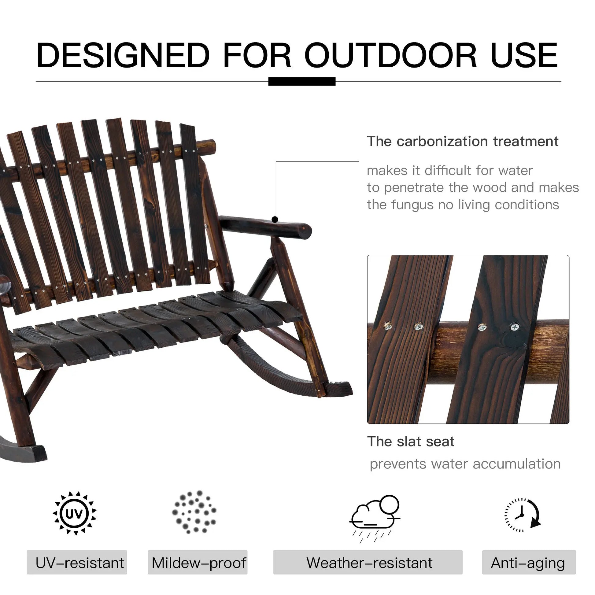Classic Wooden High-Back Rocker – Outdoor Garden Chair Prime Mart