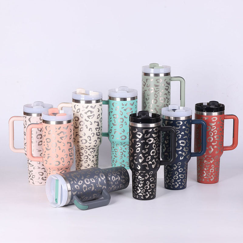 40oz Insulated Tumbler with Handle & Straw – Spill-Proof Travel Mug
