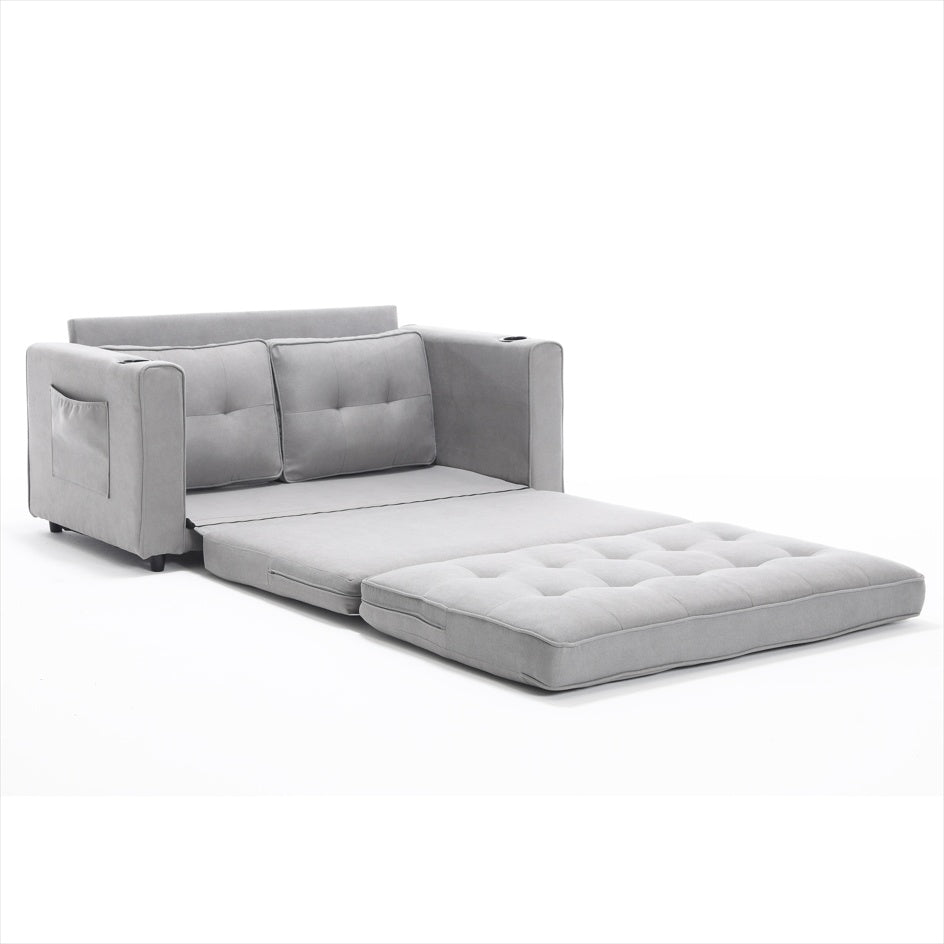 3-in-1 Upholstered Futon – Foldable Convertible Sofa Bed with Pull-Out Sleeper