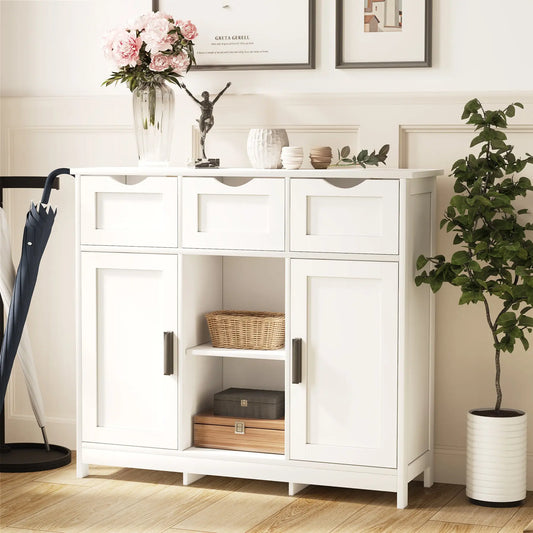 Cabinets With Drawers And Shelves, Living Room, Bedroom, Bathroom Decor Cabinets Furniture Home Decor - White Prime Mart