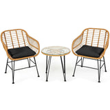 3-Piece Rattan Furniture Set – Cushioned Chair & Table Prime Mart
