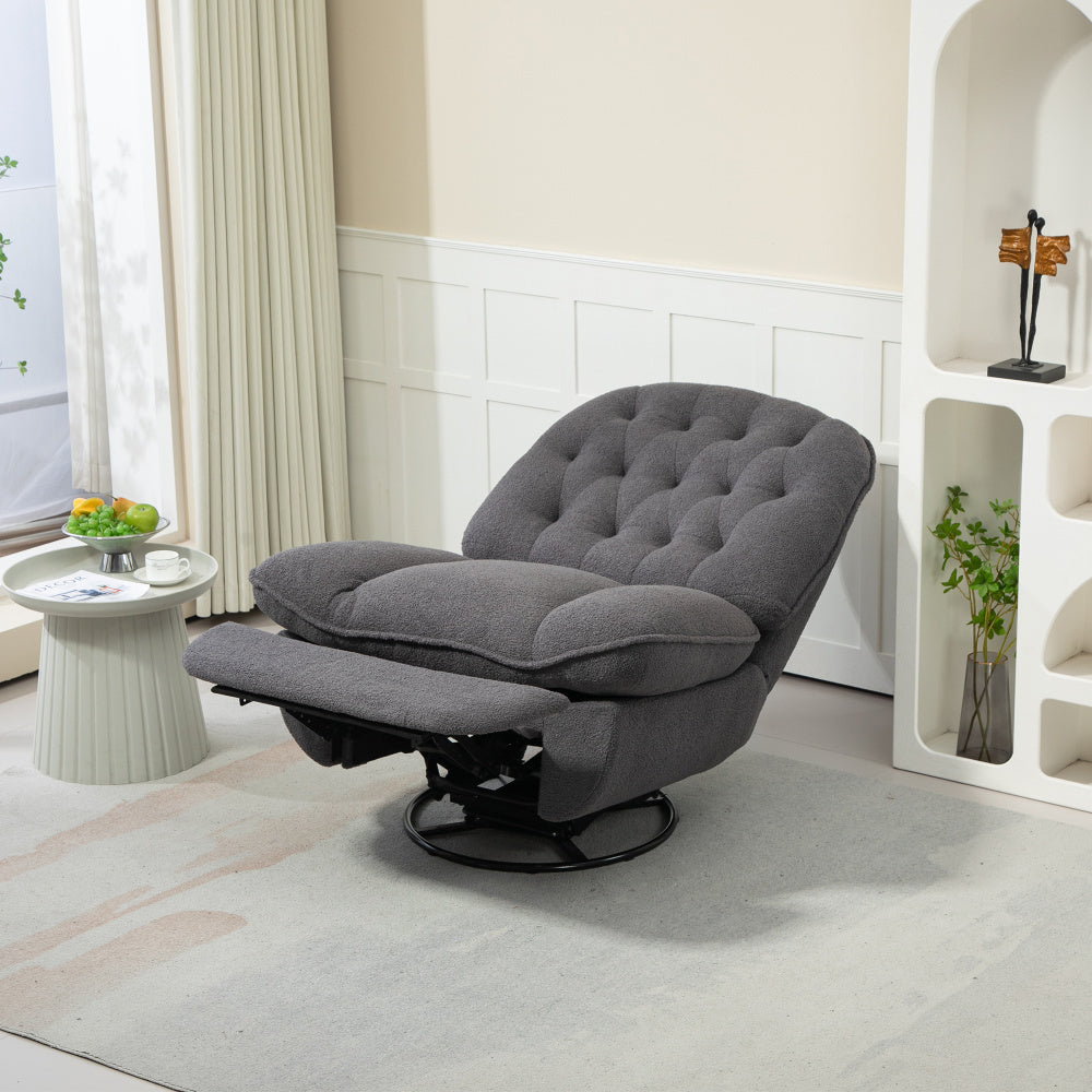 360° Swivel Recliner Chair with Chenille Upholstery – Gray