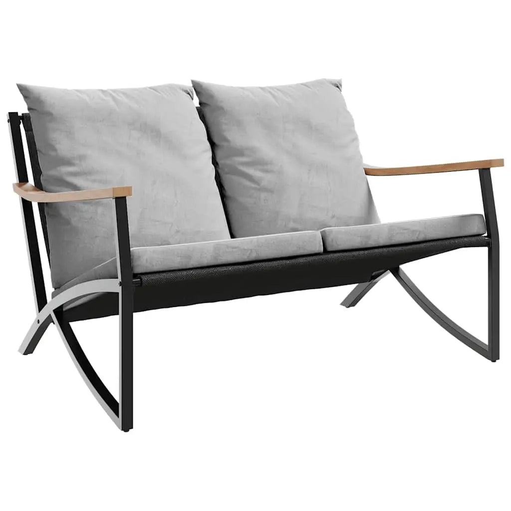 5-Piece Balcony Furniture Set – Black Steel with Cushions Prime Mart