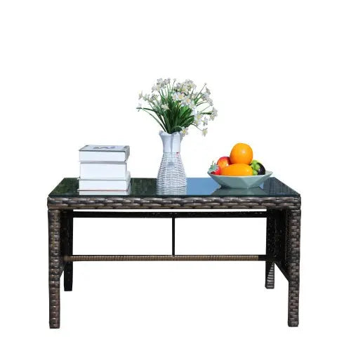 Outdoor Patio Coffee Table – Clear Tempered Glass Table Prime Mart