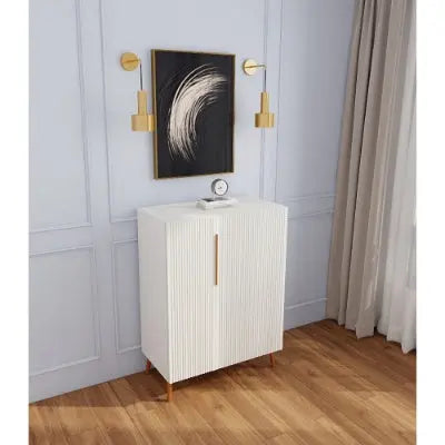 Modern White Sideboard Cabinet with Gold Handles Prime Mart