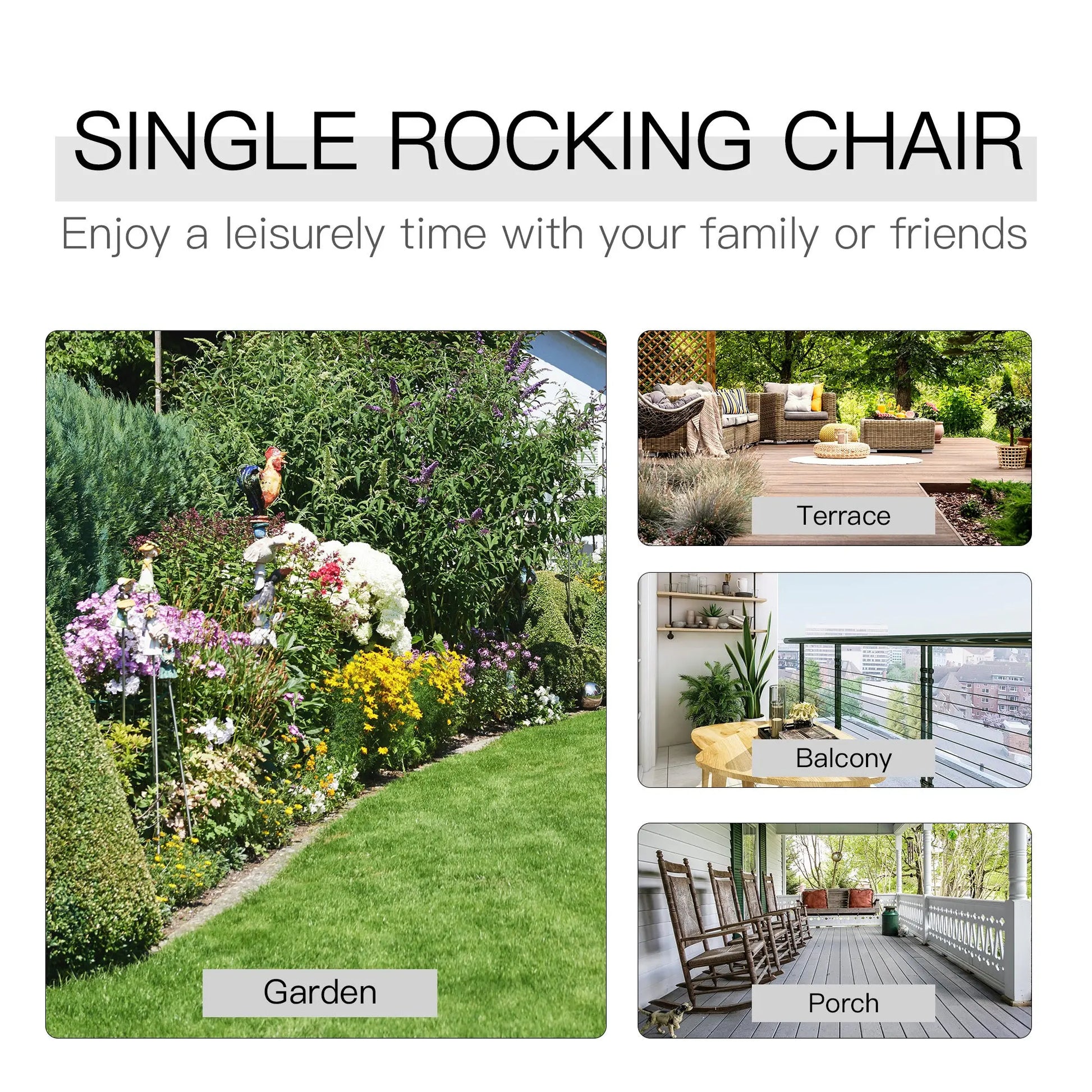 Classic Wooden High-Back Rocker – Outdoor Garden Chair Prime Mart
