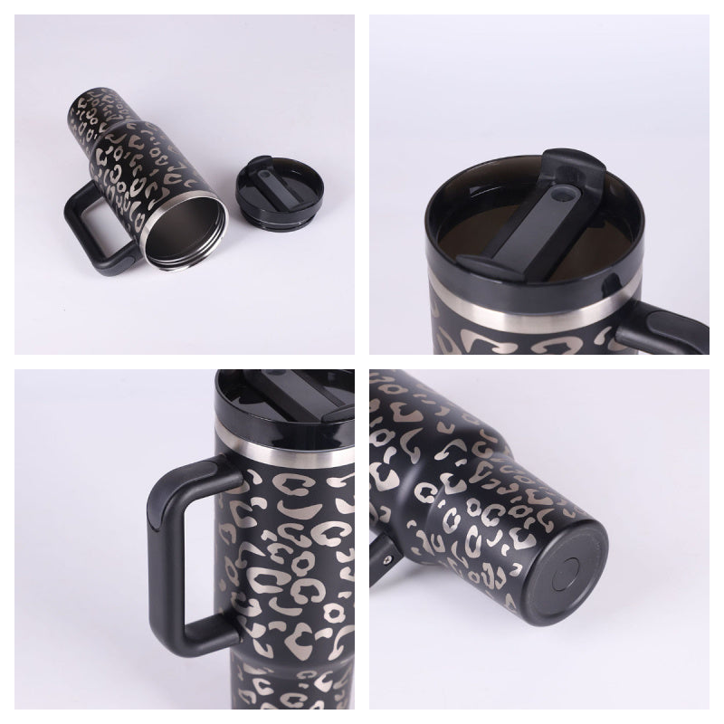 40oz Insulated Tumbler with Handle & Straw – Spill-Proof Travel Mug
