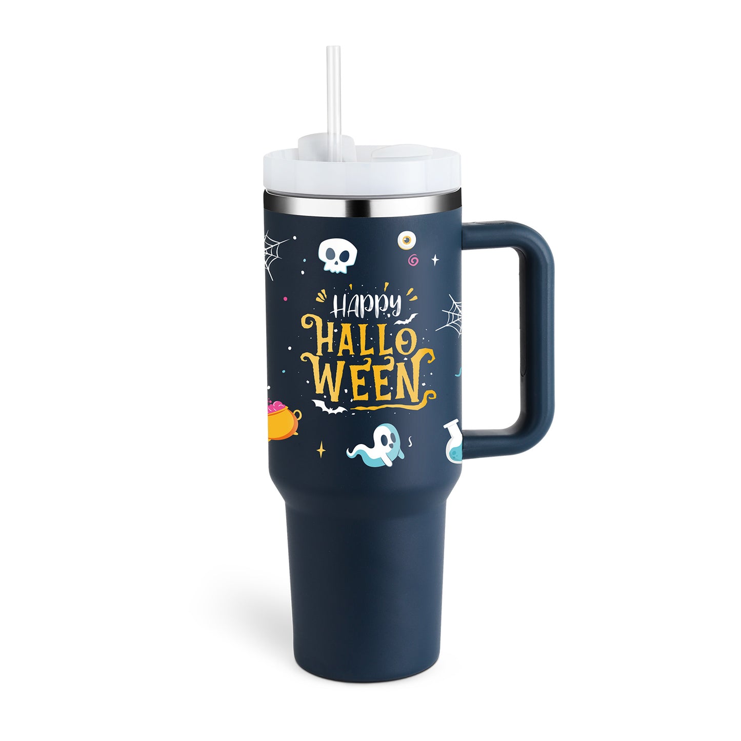 40oz Insulated Tumbler with Handle & Straw – Spill-Proof Travel Mug