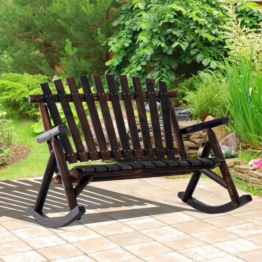 Classic Wooden High-Back Rocker – Outdoor Garden Chair Prime Mart