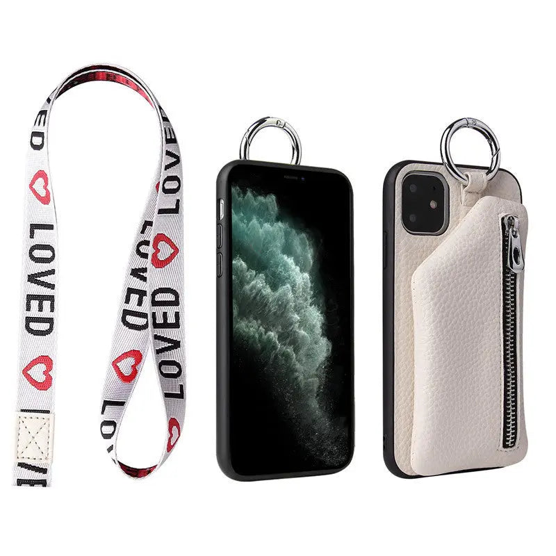 PU Leather Strap Cord Coin Purse Phone Cases Crossbody Neck Lanyard Wallet Cover Prime Mart
