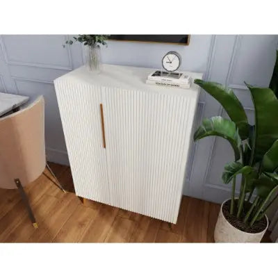 Modern White Sideboard Cabinet with Gold Handles Prime Mart
