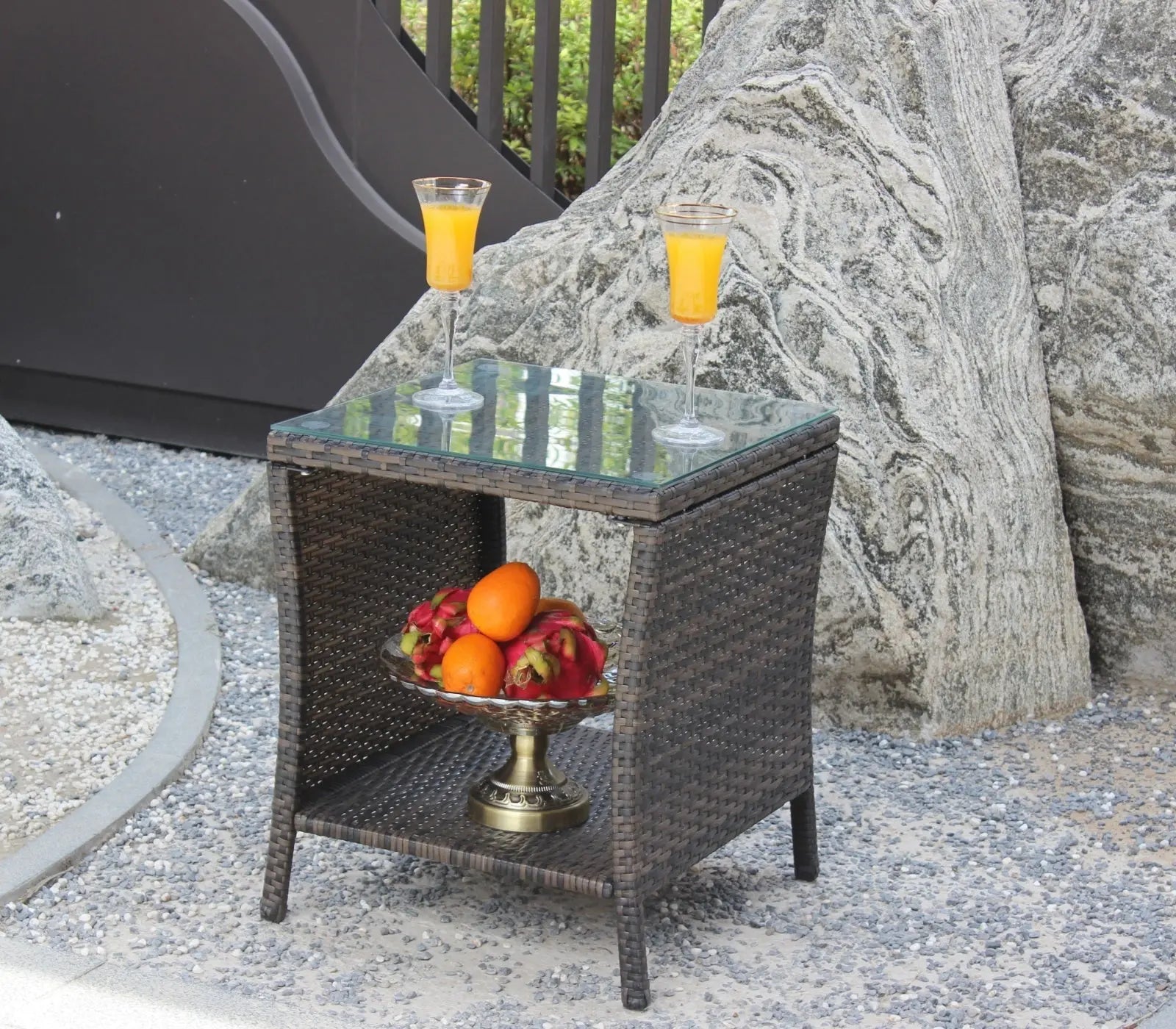 Outdoor Patio Furniture 1 Coffee Table With Clear Tempered Glass Prime Mart