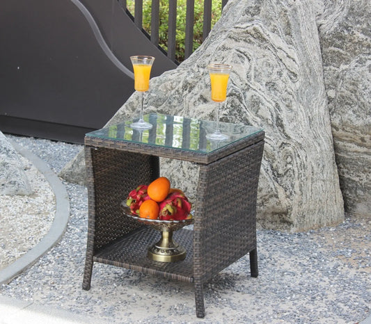 Outdoor Patio Furniture 1 Coffee Table With Clear Tempered Glass Prime Mart
