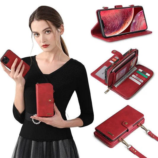 Compatible with Apple , Detachable Wallet Backpack Strong Adsorption Leather Flip Phone Cases For Samsung Galaxy Note 20 UItra Note 10 Plus 9 8 Cover Prime Mart