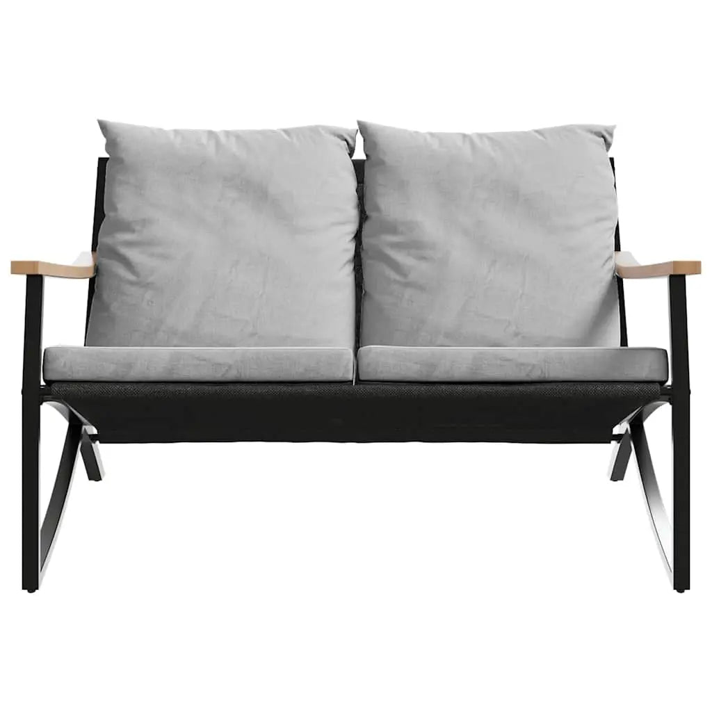 5-Piece Balcony Furniture Set – Black Steel with Cushions Prime Mart