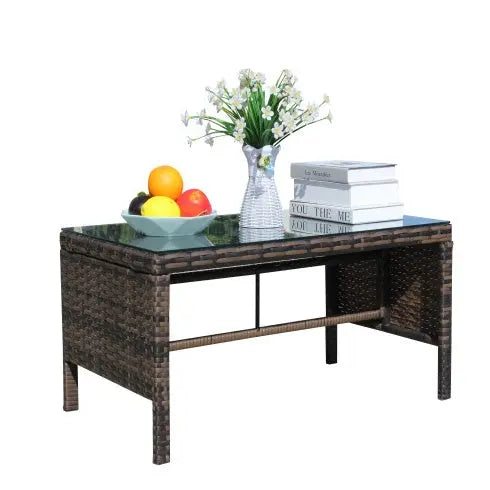 Outdoor Patio Coffee Table – Clear Tempered Glass Table Prime Mart