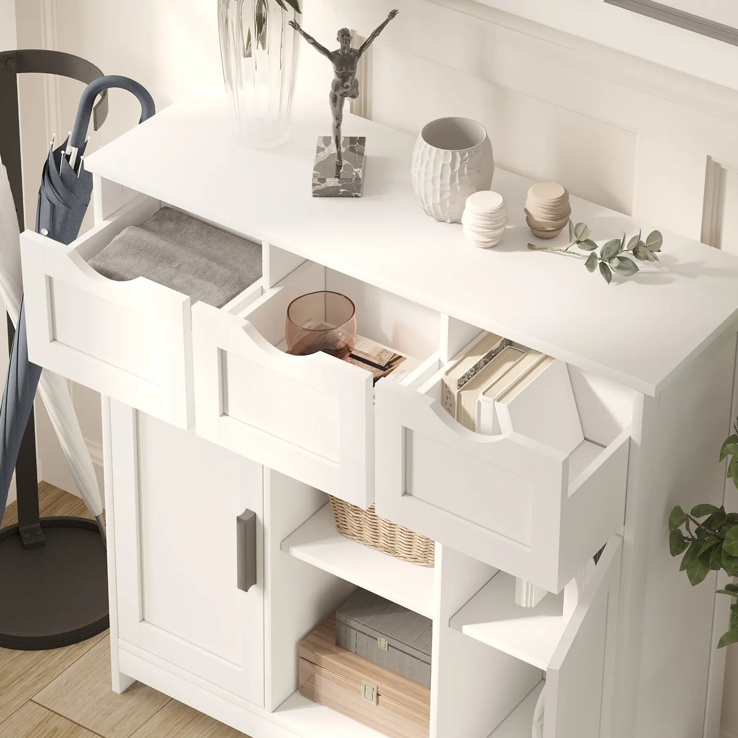 Cabinets With Drawers And Shelves, Living Room, Bedroom, Bathroom Decor Cabinets Furniture Home Decor - White Prime Mart