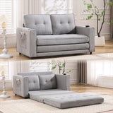 3-in-1 Upholstered Futon – Foldable Convertible Sofa Bed with Pull-Out Sleeper