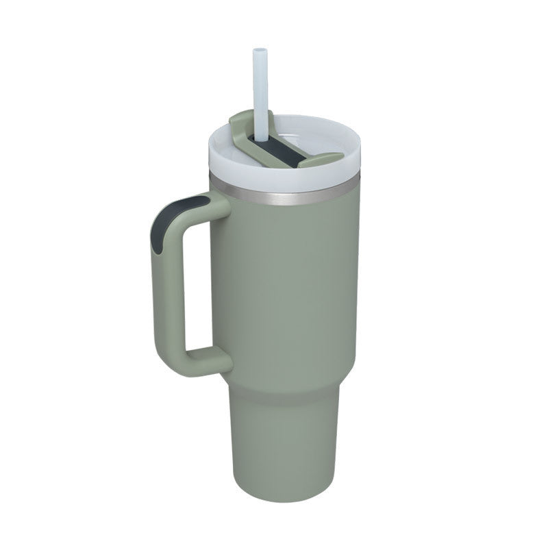 40oz Insulated Tumbler with Handle & Straw – Spill-Proof Travel Mug