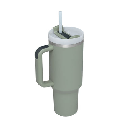 40oz Insulated Tumbler with Handle & Straw – Spill-Proof Travel Mug