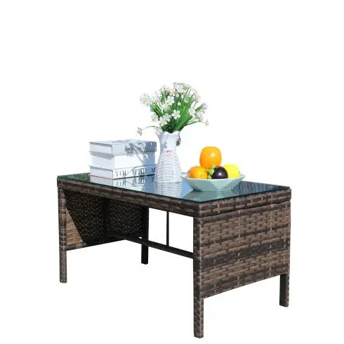 Outdoor Patio Coffee Table – Clear Tempered Glass Table Prime Mart